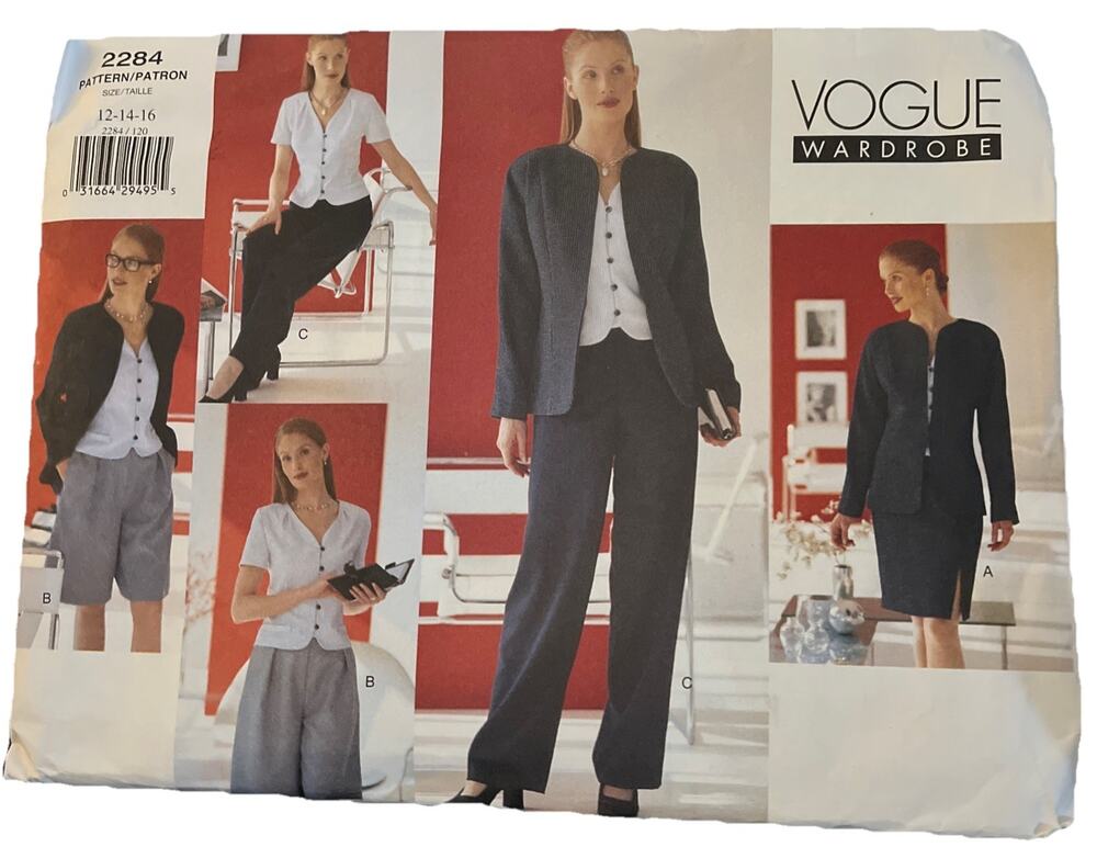 Vogue Sewing Pattern 2282 Misses Shirt Top Skirt Pants Shorts Sizes 12-16 Uncut